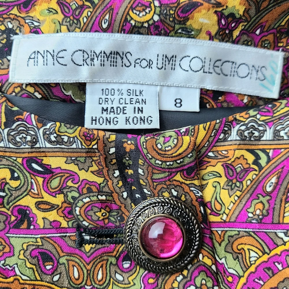 Anne Crimmins for Umi Collections Silk Paisley Baroque Vintage Blazer